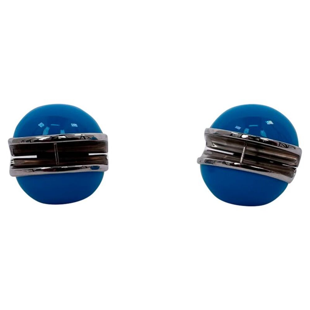 Alaïa Sphere Enamel Earrings in Light Blue Brass